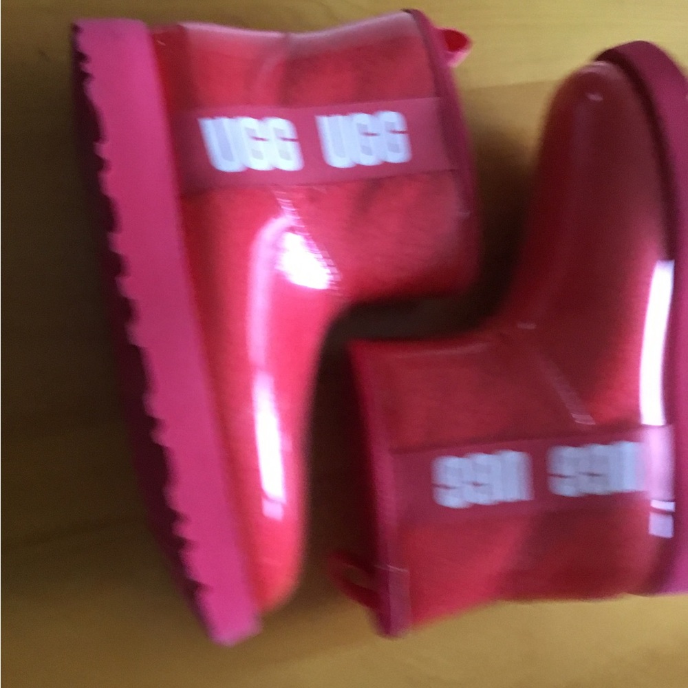 UGG Red Rain & Snow Boots with Glossy Finish